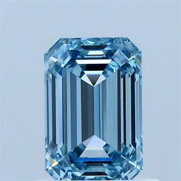 1.00 Carat Emerald Shaped, Ideal Cut, FANCY VIVID BLUE Color, VVS2 Clarity, IGI Certified Lab Grown Diamond