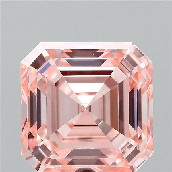 2.04 Carat Asscher Shaped, Ideal Cut, FANCY INTENSE PINK Color, VVS2 Clarity, IGI Certified Lab Grown Diamond