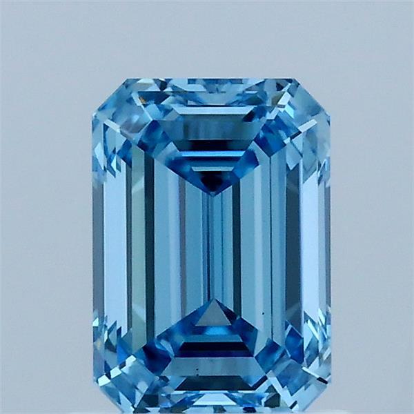 1.11 Carat Emerald Shaped, Ideal Cut, FANCY VIVID BLUE Color, VS1 Clarity, IGI Certified Lab Grown Diamond
