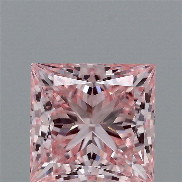 1.61 Carat Princess Shaped, Ideal Cut, FANCY INTENSE PINK Color, VVS2 Clarity, IGI Certified Lab Grown Diamond