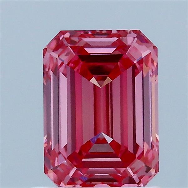 1.31 Carat Emerald Shaped, Ideal Cut, FANCY VIVID PINK Color, VVS1 Clarity, IGI Certified Lab Grown Diamond