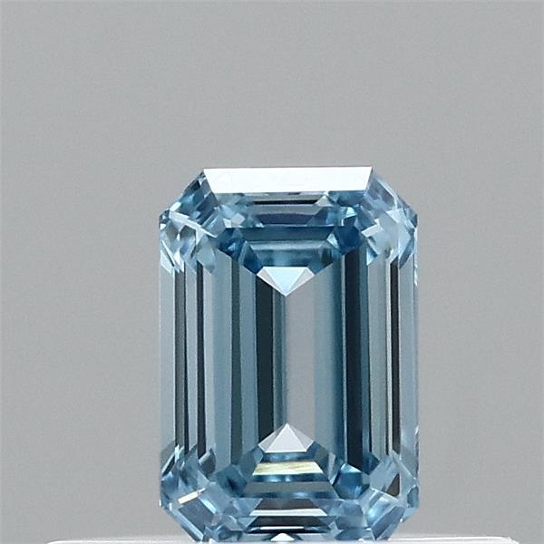 0.32 Carat Emerald Shaped, Ideal Cut, FANCY VIVID BLUE Color, VVS2 Clarity, IGI Certified Lab Grown Diamond