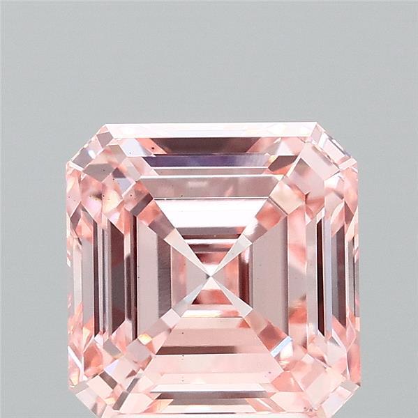 3.03 Carat Asscher Shaped, Ideal Cut, FANCY INTENSE PINK Color, VS2 Clarity, IGI Certified Lab Grown Diamond