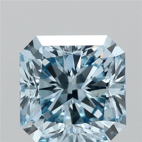 3.02 Carat Radiant Shaped, Ideal Cut, FANCY INTENSE BLUE Color, VS2 Clarity, IGI Certified Lab Grown Diamond