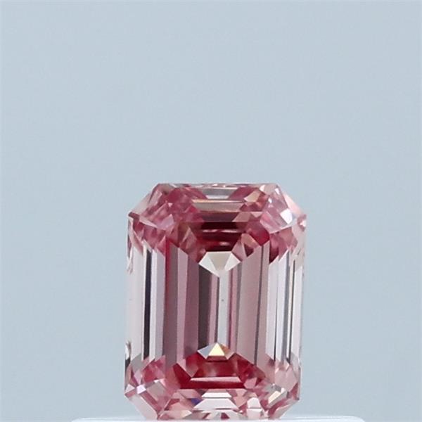 0.37 Carat Emerald Shaped, Ideal Cut, FANCY INTENSE PINK Color, VVS2 Clarity, IGI Certified Lab Grown Diamond