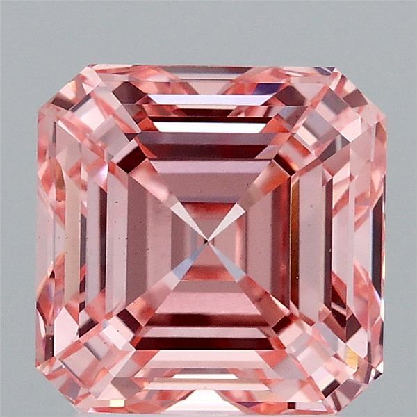 3.08 Carat Asscher Shaped, Excellent Cut, FANCY VIVID PINK Color, VS2 Clarity, IGI Certified Lab Grown Diamond