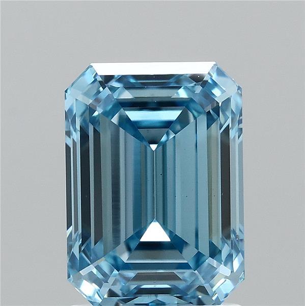 2.01 Carat Emerald Shaped, Ideal Cut, FANCY VIVID BLUE Color, VS1 Clarity, IGI Certified Lab Grown Diamond