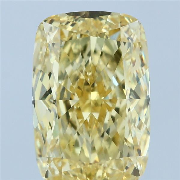 3.96 Carat Cushion Shaped, Ideal Cut, FANCY INTENSE YELLOW Color, VS1 Clarity, IGI Certified Lab Grown Diamond