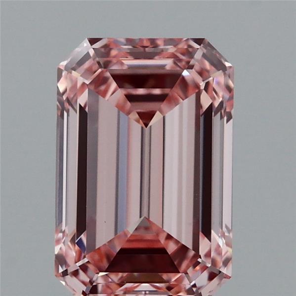 1.51 Carat Emerald Shaped, Ideal Cut, FANCY INTENSE PINK Color, VVS2 Clarity, IGI Certified Lab Grown Diamond