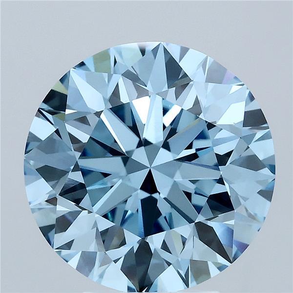 5.00 Carat Round Shaped, Excellent Cut, FANCY VIVID BLUE Color, VS1 Clarity, IGI Certified Lab Grown Diamond