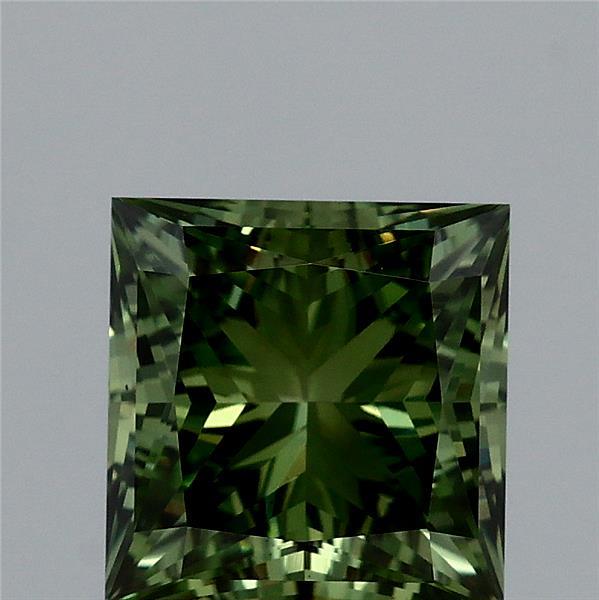 2.03 Carat Princess Shaped, Ideal Cut, FANCY VIVID GREEN Color, VS1 Clarity, IGI Certified Lab Grown Diamond