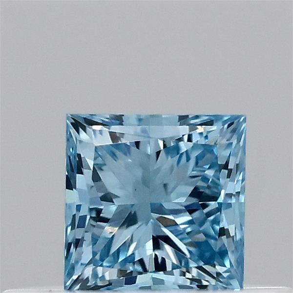 0.32 Carat Princess Shaped, Ideal Cut, FANCY VIVID BLUE Color, VVS2 Clarity, IGI Certified Lab Grown Diamond