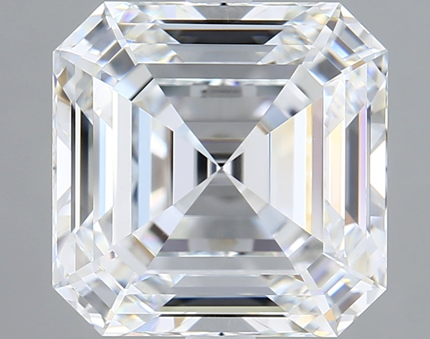 5.12 Carat Asscher Shaped, Ideal Cut, D Color, VVS2 Clarity, IGI Certified Lab Grown Diamond