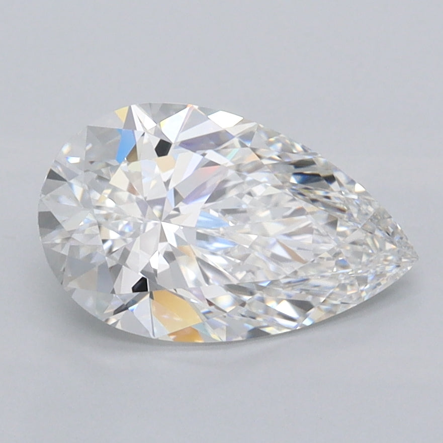 1.56 Carat Pear Shaped, Ideal Cut, D Color, FL Clarity, IGI Certified Lab Grown Diamond