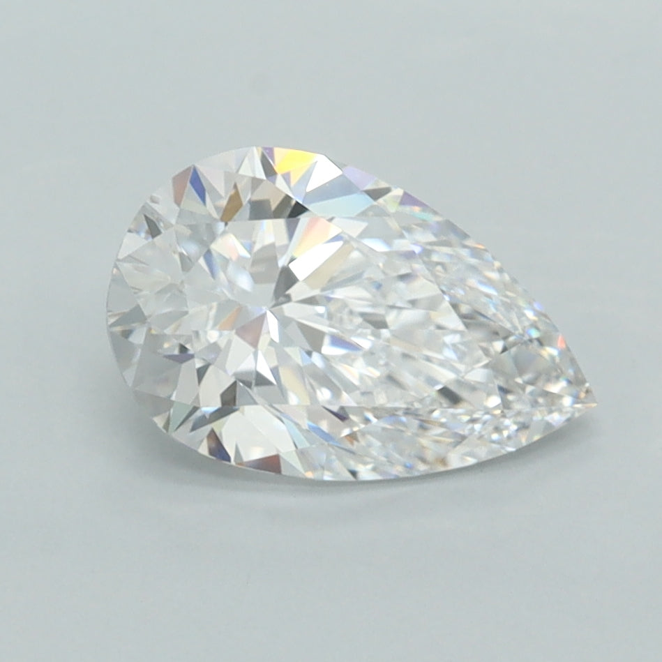 1.52 Carat Pear Shaped, Ideal Cut, D Color, VVS1 Clarity, IGI Certified Lab Grown Diamond