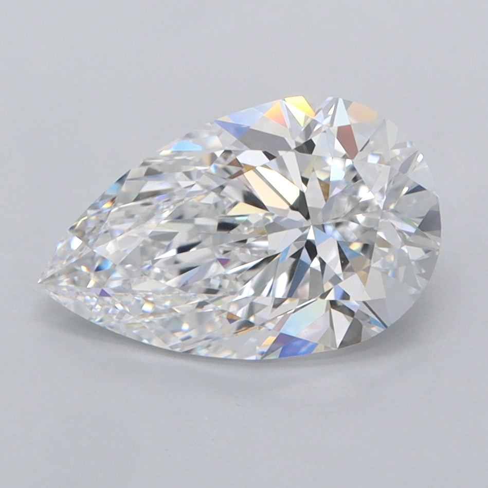 1.92 Carat Pear Shaped, Excellent Cut, D Color, FL Clarity, IGI Certified Lab Grown Diamond