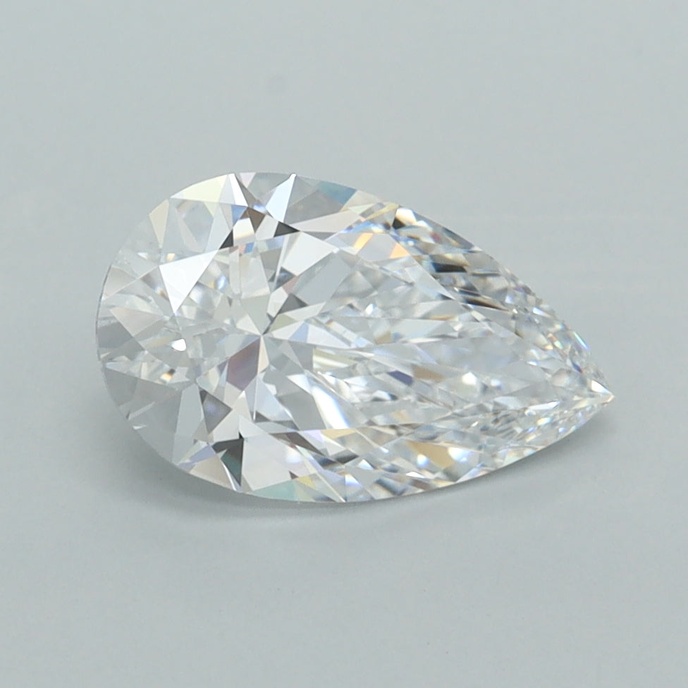 1.53 Carat Pear Shaped, Ideal Cut, D Color, FL Clarity, IGI Certified Lab Grown Diamond