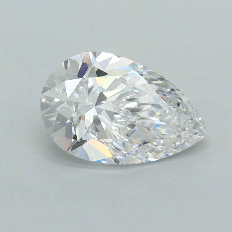 1.54 Carat Pear Shaped, Ideal Cut, D Color, FL Clarity, IGI Certified Lab Grown Diamond