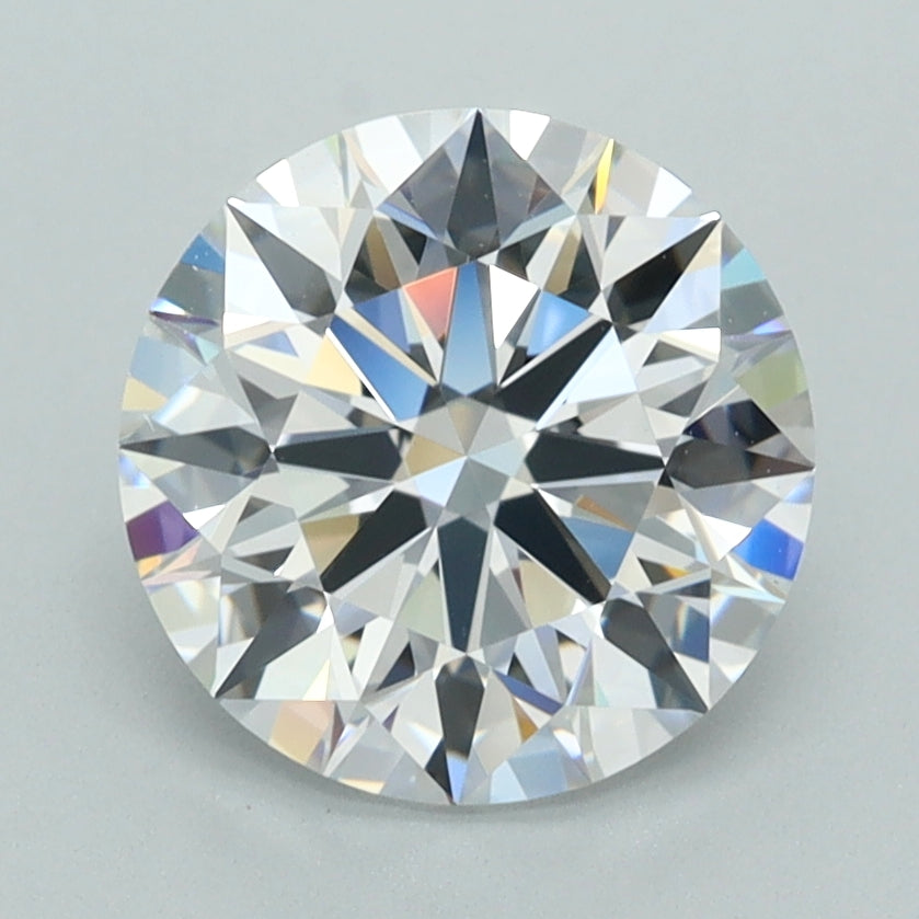 2.55 Carat Round Shaped, D Color, VVS2 Clarity, GCAL Certified Lab Grown Diamond