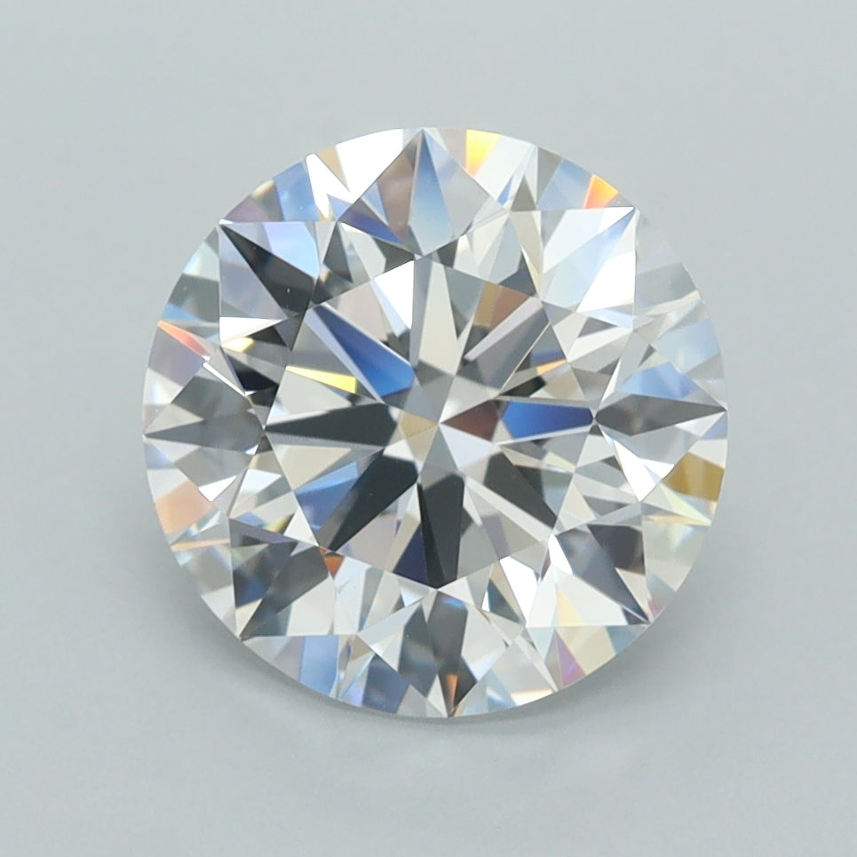2.85 Carat Round Shaped, E Color, VVS2 Clarity, GCAL Certified Lab Grown Diamond