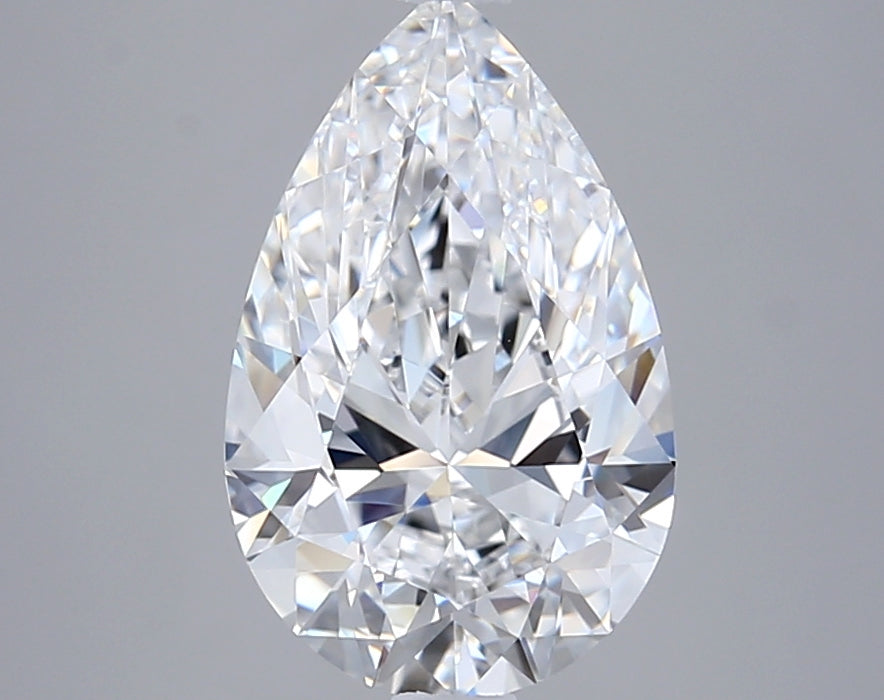 2.59 Carat Pear Shaped, Ideal Cut, D Color, VVS2 Clarity, IGI Certified Lab Grown Diamond