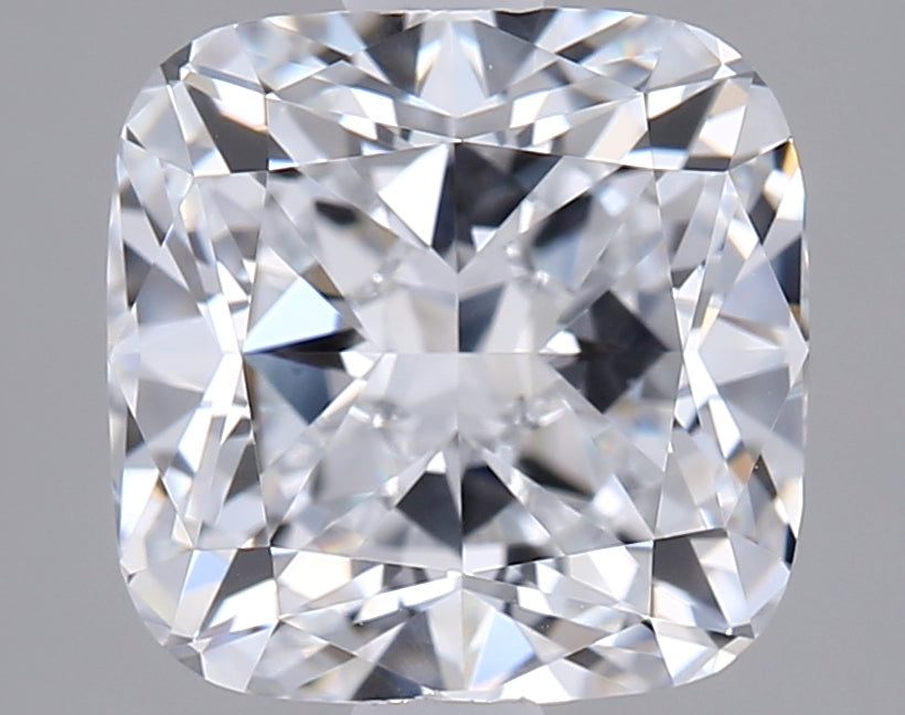2.55 Carat Cushion Shaped, Ideal Cut, D Color, VVS2 Clarity, IGI Certified Lab Grown Diamond