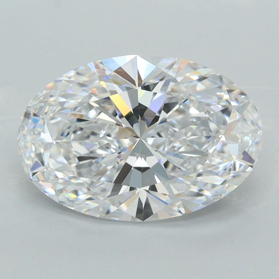 2.76 Carat Oval Shaped, Ideal Cut, D Color, VVS2 Clarity, GCAL Certified Lab Grown Diamond