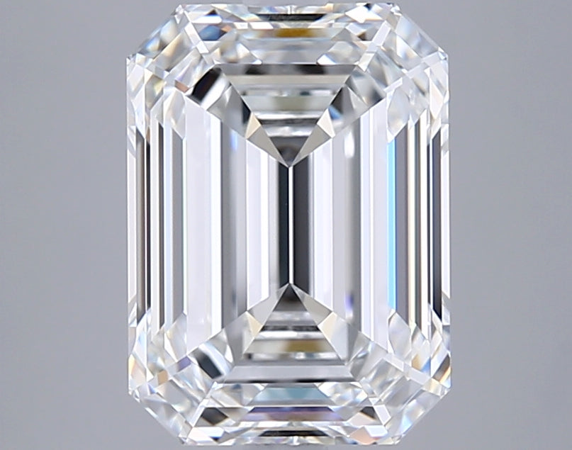3.85 Carat Emerald Shaped, Ideal Cut, F Color, VVS2 Clarity, GIA Certified Lab Grown Diamond
