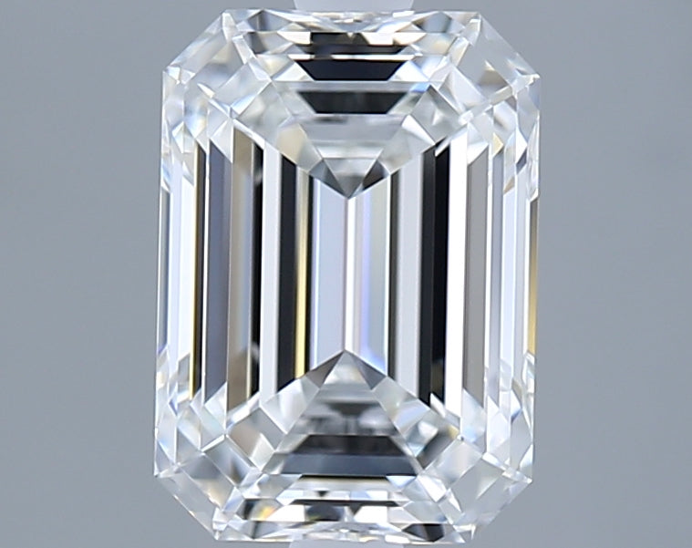 2.35 Carat Emerald Shaped, Ideal Cut, F Color, VVS1 Clarity, GIA Certified Lab Grown Diamond