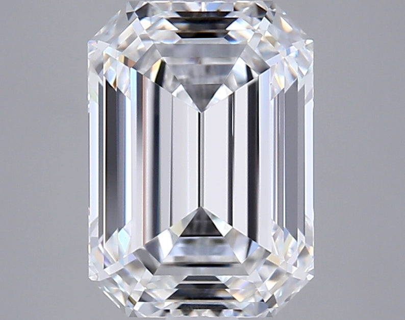 2.57 Carat Emerald Shaped, Ideal Cut, E Color, VVS2 Clarity, GIA Certified Lab Grown Diamond