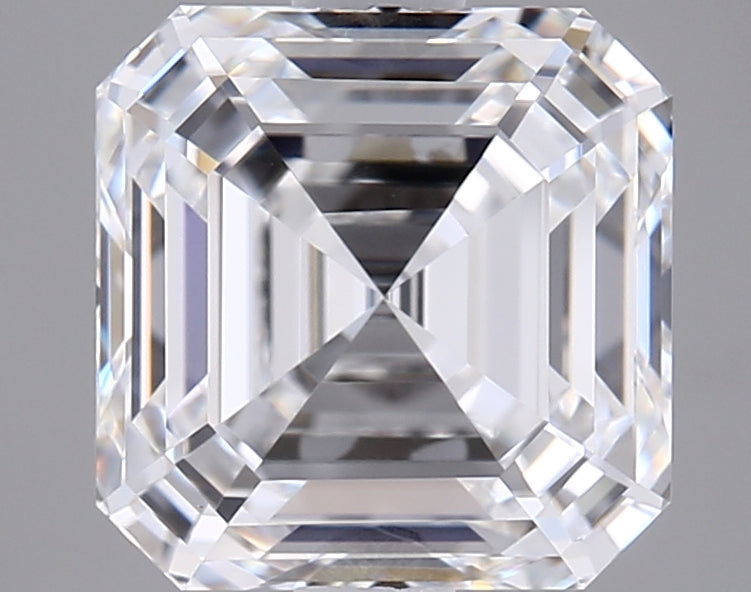 2.56 Carat Asscher Shaped, Ideal Cut, D Color, VVS2 Clarity, IGI Certified Lab Grown Diamond