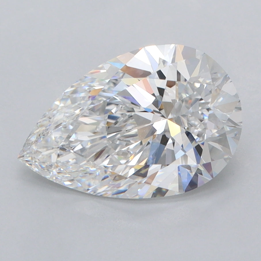 2.02 Carat Pear Shaped, Ideal Cut, D Color, FL Clarity, IGI Certified Lab Grown Diamond