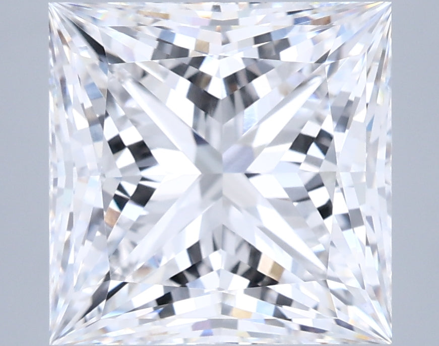 6.24 Carat Princess Shaped, Ideal Cut, D Color, VVS2 Clarity, IGI Certified Lab Grown Diamond