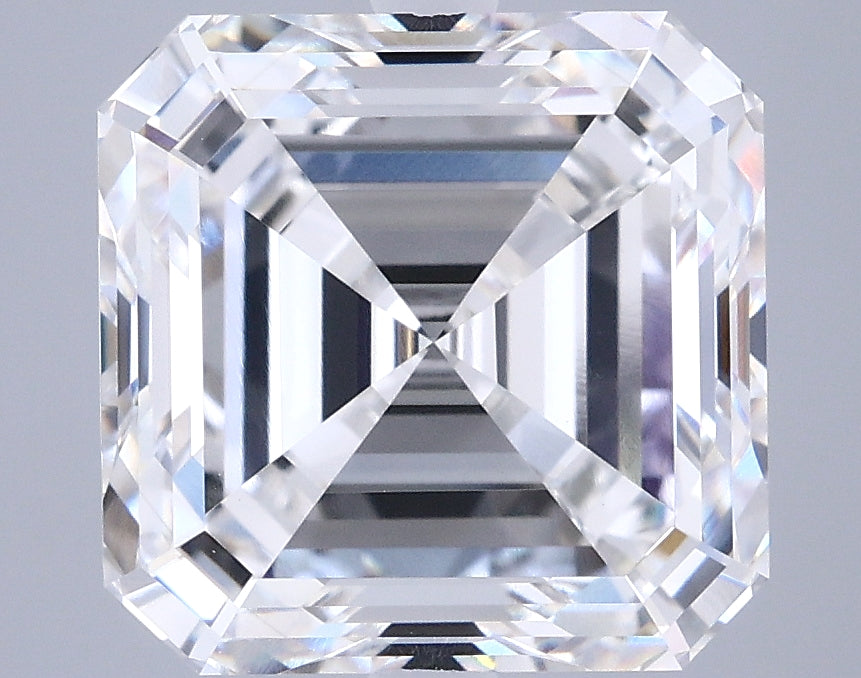 6.05 Carat Asscher Shaped, Excellent Cut, F Color, VVS1 Clarity, IGI Certified Lab Grown Diamond