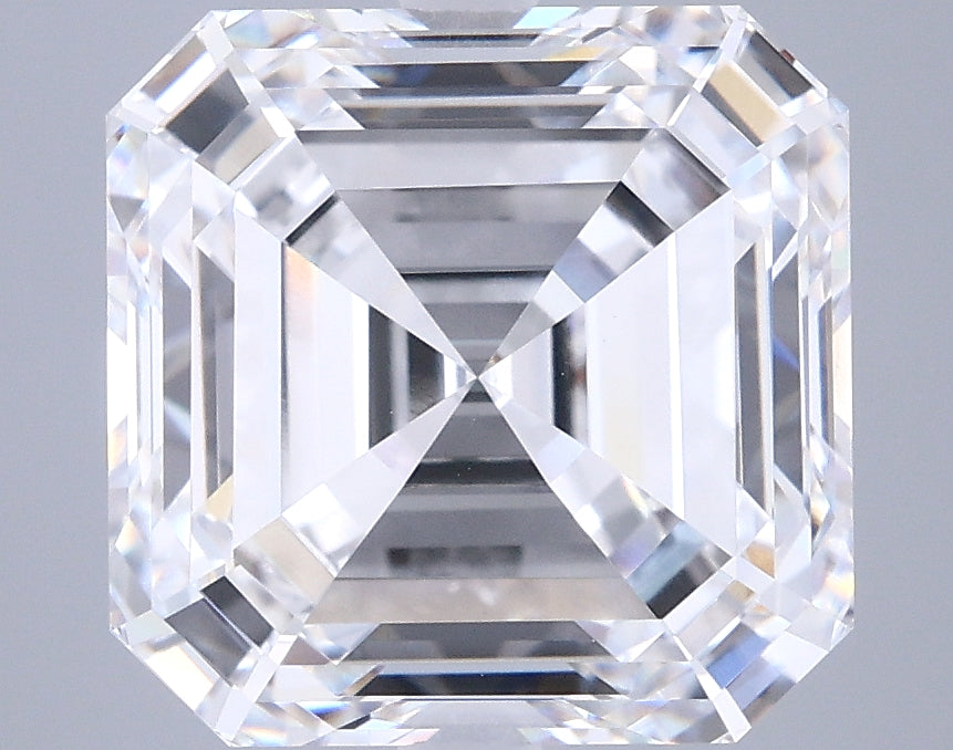 6.09 Carat Asscher Shaped, Ideal Cut, D Color, VVS1 Clarity, IGI Certified Lab Grown Diamond