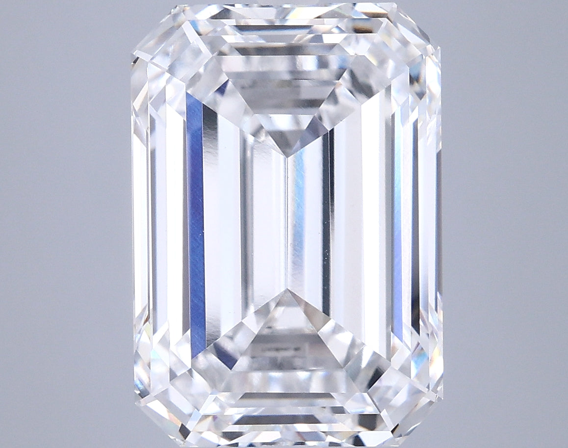 8.21 Carat Emerald Shaped, Ideal Cut, E Color, VVS2 Clarity, IGI Certified Lab Grown Diamond