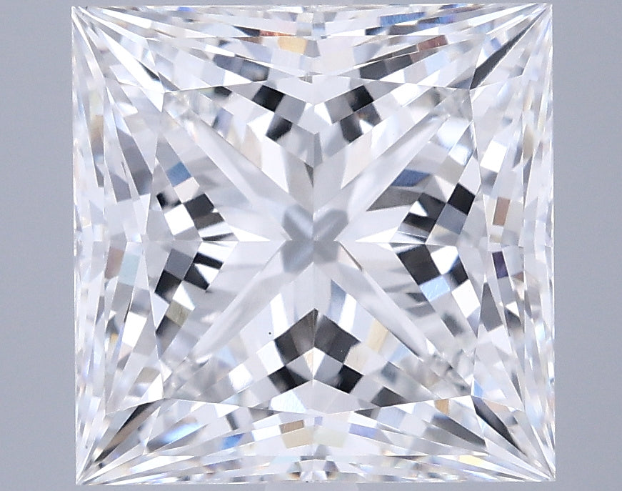 6.05 Carat Princess Shaped, Ideal Cut, D Color, VVS2 Clarity, IGI Certified Lab Grown Diamond