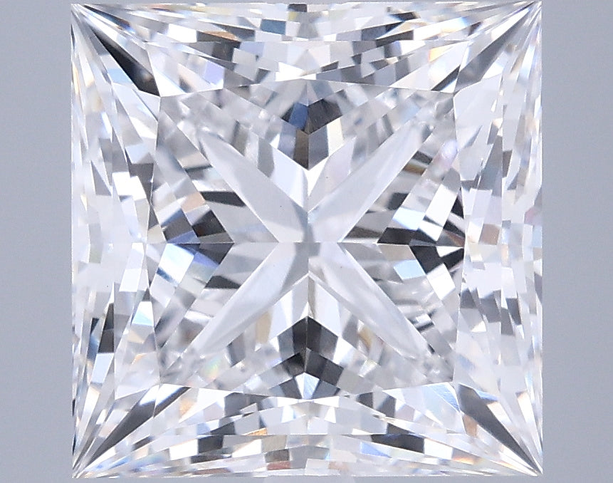 6.07 Carat Princess Shaped, Ideal Cut, D Color, VVS2 Clarity, IGI Certified Lab Grown Diamond