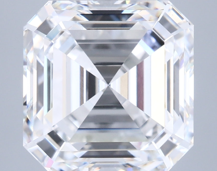 6.11 Carat Asscher Shaped, Ideal Cut, D Color, VVS2 Clarity, IGI Certified Lab Grown Diamond