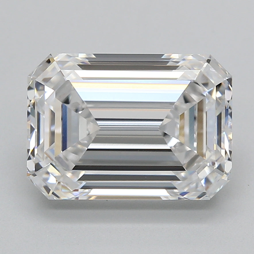 5.01 Carat Emerald Shaped, Ideal Cut, D Color, VVS2 Clarity, GIA Certified Lab Grown Diamond