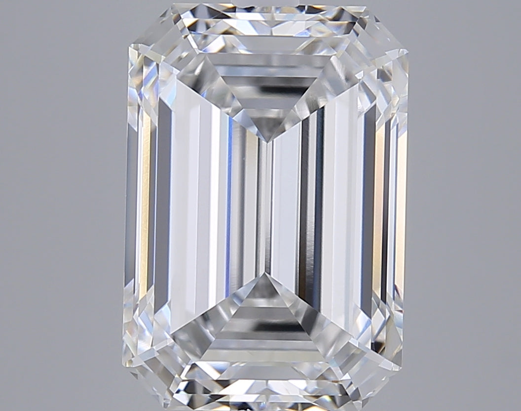 6.19 Carat Emerald Shaped, Ideal Cut, E Color, VVS2 Clarity, GIA Certified Lab Grown Diamond