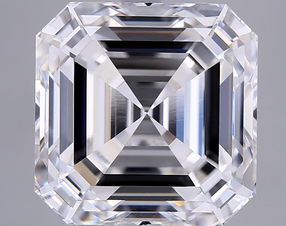 7.10 Carat Asscher Shaped, Ideal Cut, E Color, VVS2 Clarity, IGI Certified Lab Grown Diamond