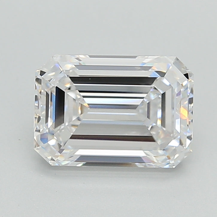 3.13 Carat Emerald Shaped, Ideal Cut, D Color, VVS2 Clarity, GIA Certified Lab Grown Diamond