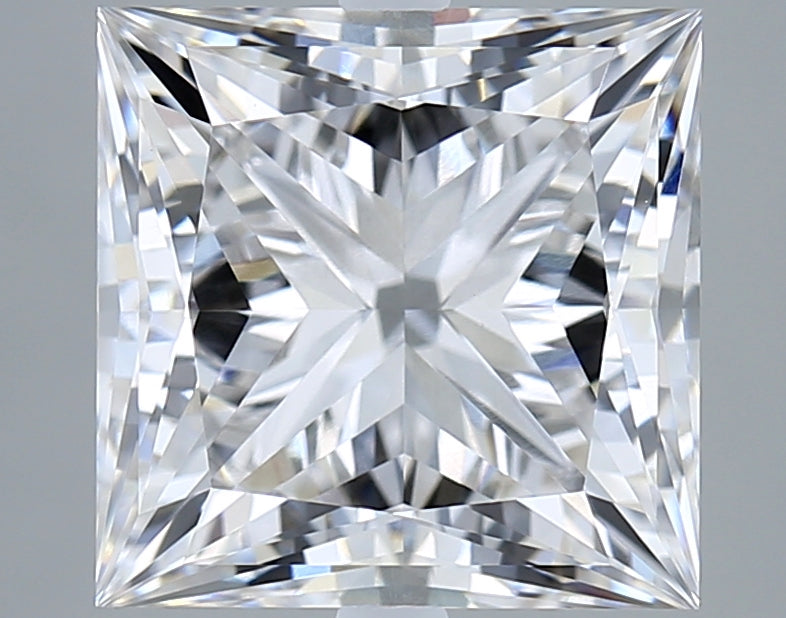 6.02 Carat Princess Shaped, Ideal Cut, F Color, VVS2 Clarity, IGI Certified Lab Grown Diamond