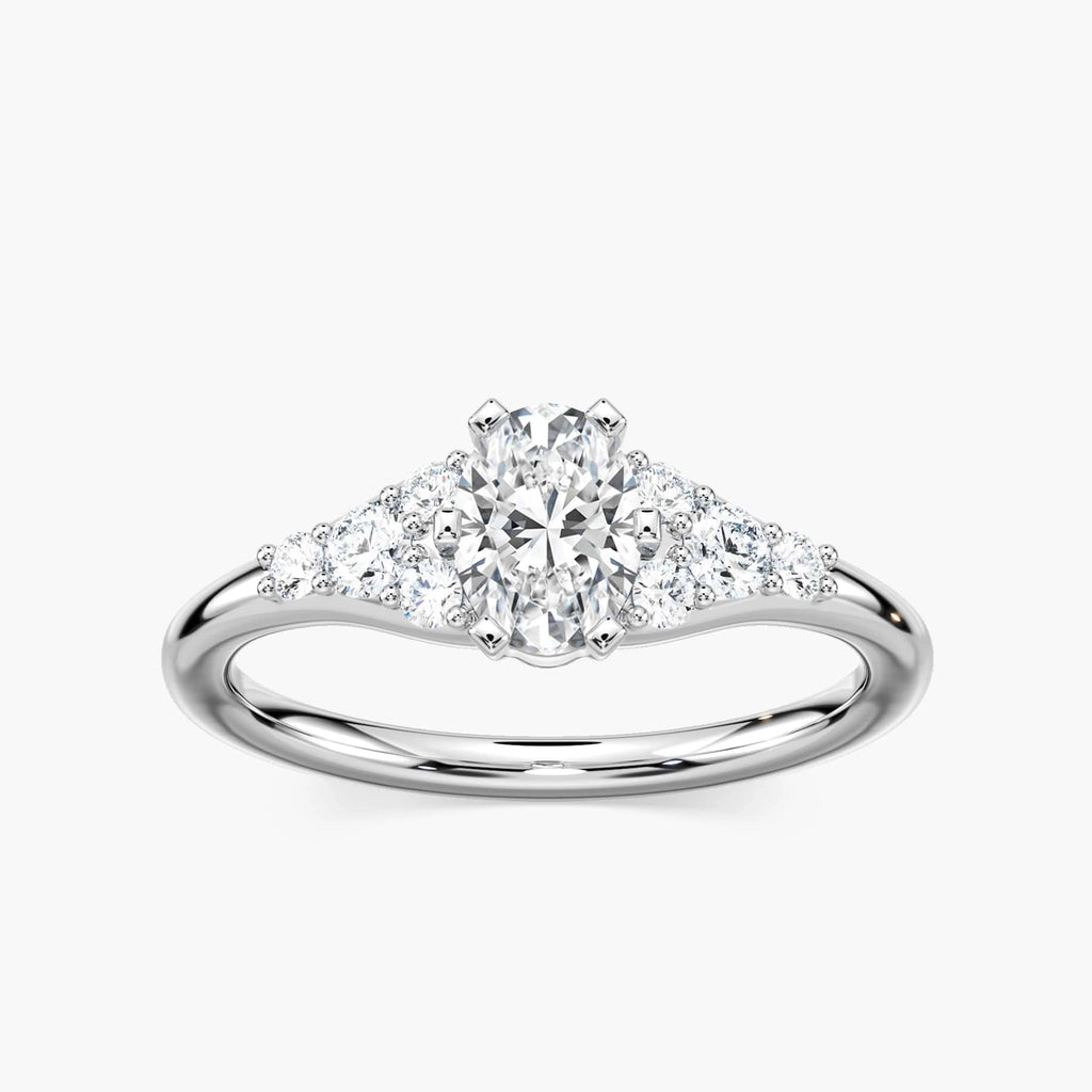 Amira Oval Lab Grown Diamond Six Prong Side Engagement Ring
