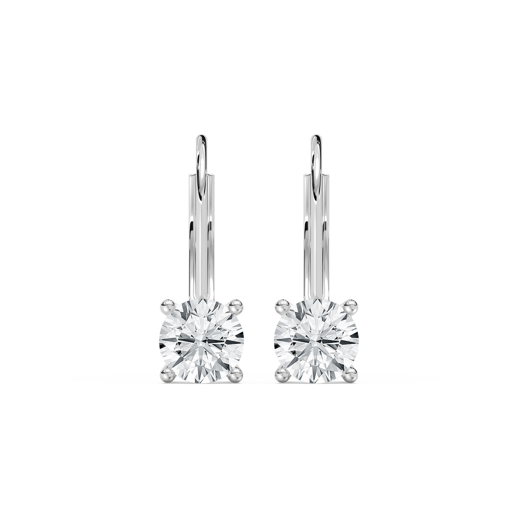 Round Lab Grown Diamond Leverback Basket Drop Earrings