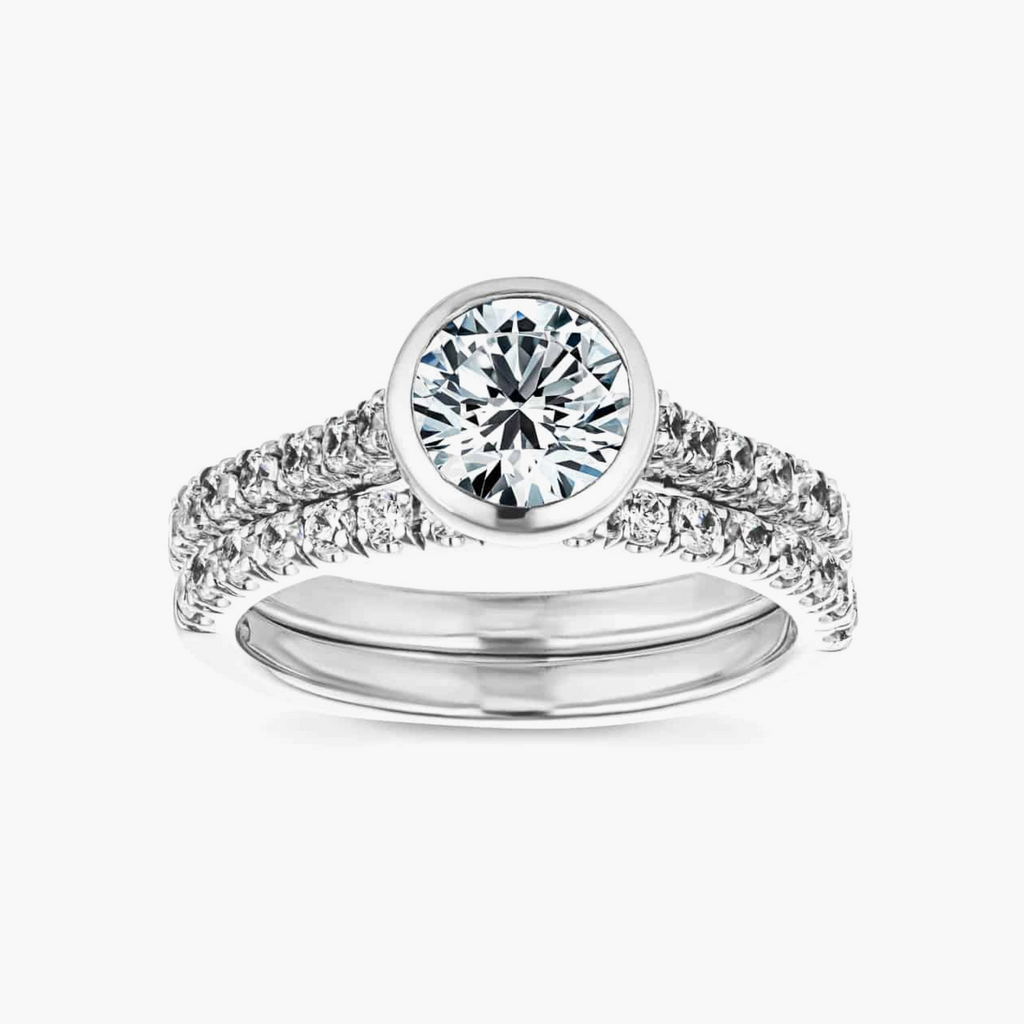 Sofia Lab Grown Diamond Bezel Classic Prong Wedding Set