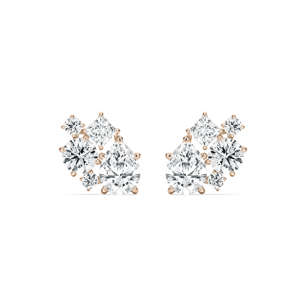 3 ³⁄₄ ctw Multi-Stone Lab Grown Diamond Clustered Stud Earrings
