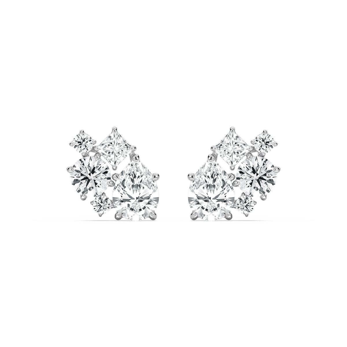 3 ³⁄₄ ctw Multi-Stone Lab Grown Diamond Clustered Stud Earrings
