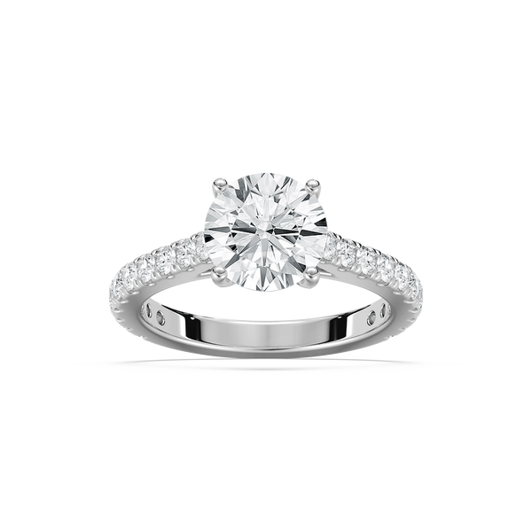 Meg Lab Grown Diamond Pave Cathedral Side Stone Engagement Ring